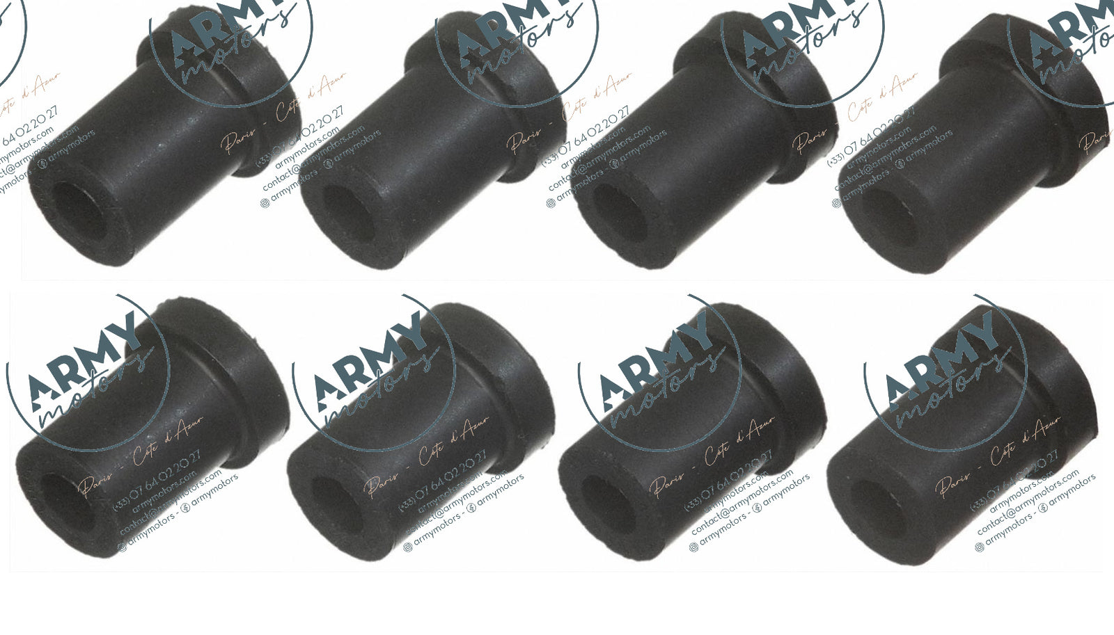 jeu 8 silentblocs jumelles avant Jeep CJ7 5355966K8